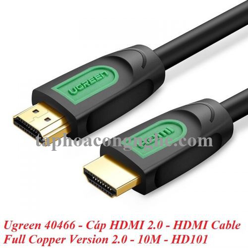 Ugreen 40466 10M màu Đen Cáp tín hiệu HDMI chuẩn 1.4 hỗ trợ phân giải 4K * 2K HD101 30040466